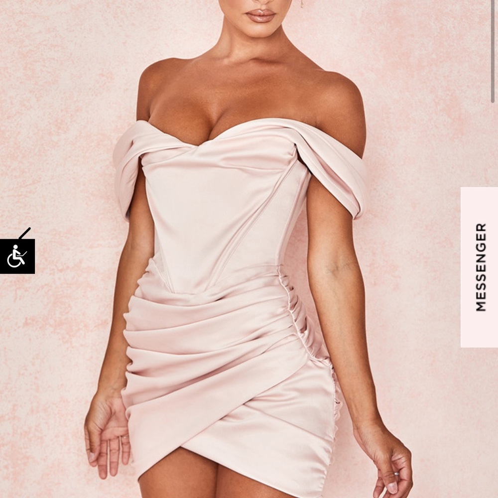 House of CB Off-Shoulder Pink Mini Dress
